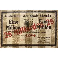 25 000 000 000 Mark Overprint on 1 000 000 Mark