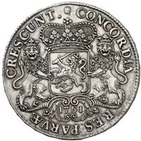 1 Ducaton `Zilveren Rijder` Date in cartouche, fivefold arms, lettered edge