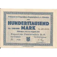 100 000 Mark Bayerische Bauindustrie A.G.