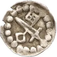 Denier Bracteate - Anonymous Sword right, key left and up