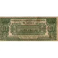 10 Pesos Gobierno Constitucionalista de Mexico