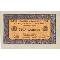 50 Centimes - Chambres de commerce d'Alençon et de Flers [61] <Mauve, filigrane abeilles>