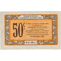 50 Centimes - Chambres de commerce d'Alençon et de Flers [61] <Mauve, filigrane abeilles>