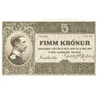 5 Krónur - Christian X Landssjóður Íslands