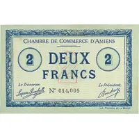 2 Francs - Chambre de Commerce d'Amiens [80] <Timbre sec>