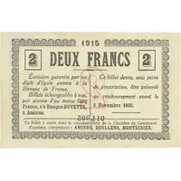 2 Francs - Chambre de Commerce d'Amiens [80] <Timbre sec>