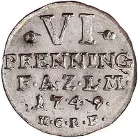 6 Pfennigs - Joanna Elisabeth and Frederick Augustus