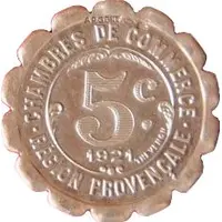 5 Centimes - Chambres de Commerce - Provençal Region Silver