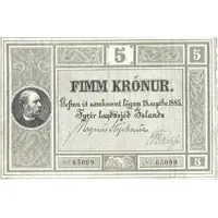 5 Krónur - Christian IX Landssjóður Íslands