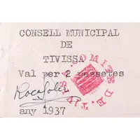 2 Pesetas Tivissa