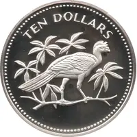 10 Dollars Great Curassow, Silver