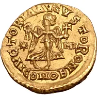 1 Tremissis In the name of Anastasius I, One star left, Milan