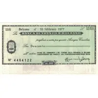 200 Lire Banca di Trento e Bolzano