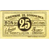 25 centimes - Chambre de Commerce de Montluçon - Gannat 03