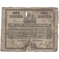 1 Pound City of Glasgow Bank