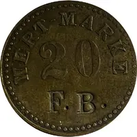20 Pfennigs Werth-Marke; Countermarked "FB"