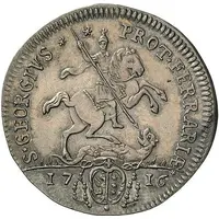 1 Testone - Clement XI Bust right, St. George