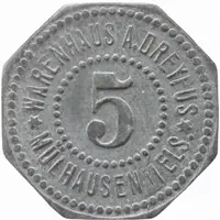 5 Pfennig - Mülhausen im Elsass Warenhaus Dreyfus