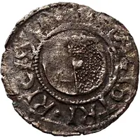 1 Pfennig - Wolter von Plettenberg and Jasper Linde Riga, one shield, smooth bottom with right half shaded