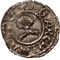 1 Pfennig - Wolter von Plettenberg and Jasper Linde Riga, one shield, smooth bottom with right half shaded