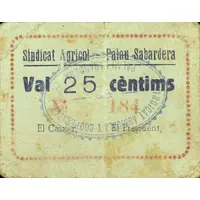 25 Céntimos Palau Sabardera, Sindicat Agrícol