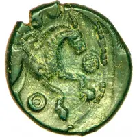 Bronze with horse and head with calamistered hair