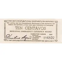 10 Centavos Doted border, series at top