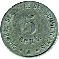 5 Centimes - Chambre Syndicale des Commerçants - Perpignan [66] Zinc