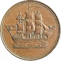 1/2 Penny Ships, Colonies and Commerce - Cut knob ampersand