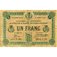 1 Franc - Chambre de Commerce de Chalon-sur-Saône, Autun et Louhans 71