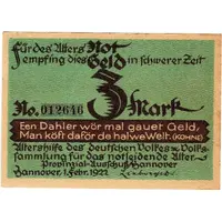3 Mark Altershilfe des deutschen Volkes