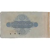 20 Dollars Colonial Bank