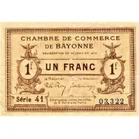 1 Franc - Chambre de Commerce de Bayonne 64