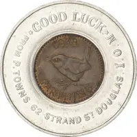 Encased coin Percy Towns, Douglas