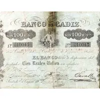 100 Reales de Vellón Banco de Cádiz