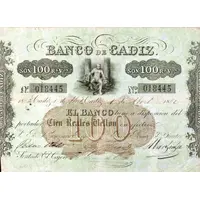 100 Reales de Vellón Banco de Cádiz