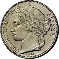 2 Francs Silver, piedfort, pattern