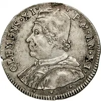 1 Testone - Clement XI Bust left, St. George