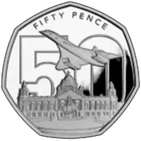 50 Pence - Charles III 50th Anniversary of Concorde - Belfast City Hall , Belfast