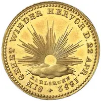 1 Kreuzer - Charles Leopold Frederick Recovery of Grand Duchess Sophie after the birth of Prince Karl, Gold Pattern