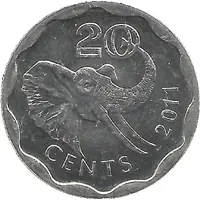 20 Cents - Mswati III 2nd portrait, magnetic