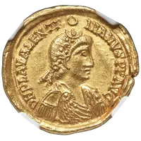 Solidus In the name of Valentinian III
