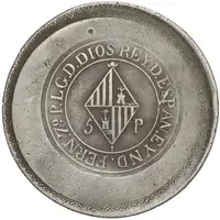 5 Pesetas - Ferdinand VII REY D. ESPAN E YND.