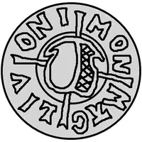 1 Pfennig - Wolter von Plettenberg and Jasper Linde Riga, one shield, bumpy bottom