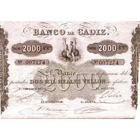 2000 Reales de Vellón Banco de Cádiz