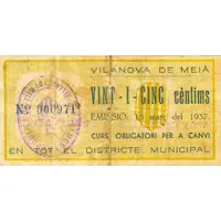 25 Céntimos Vilanova de Meià