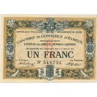 1 Franc - Chambre de Commerce d'Evreux 27