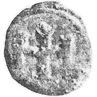 Denier type génois au châtel et à la croix surfrappé