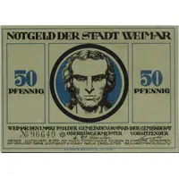 50 Pfennig Goethe and Schiller Series - Schiller, Blue Issue