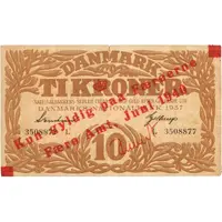 10 Kroner Varius Heilmann types, overprint, stamped signature